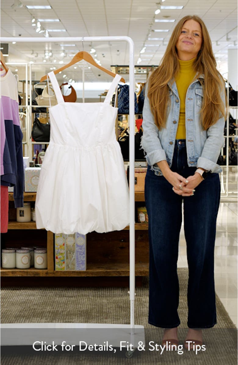 Square Neck Bubble Hem Cotton Minidress, sales video thumbnail