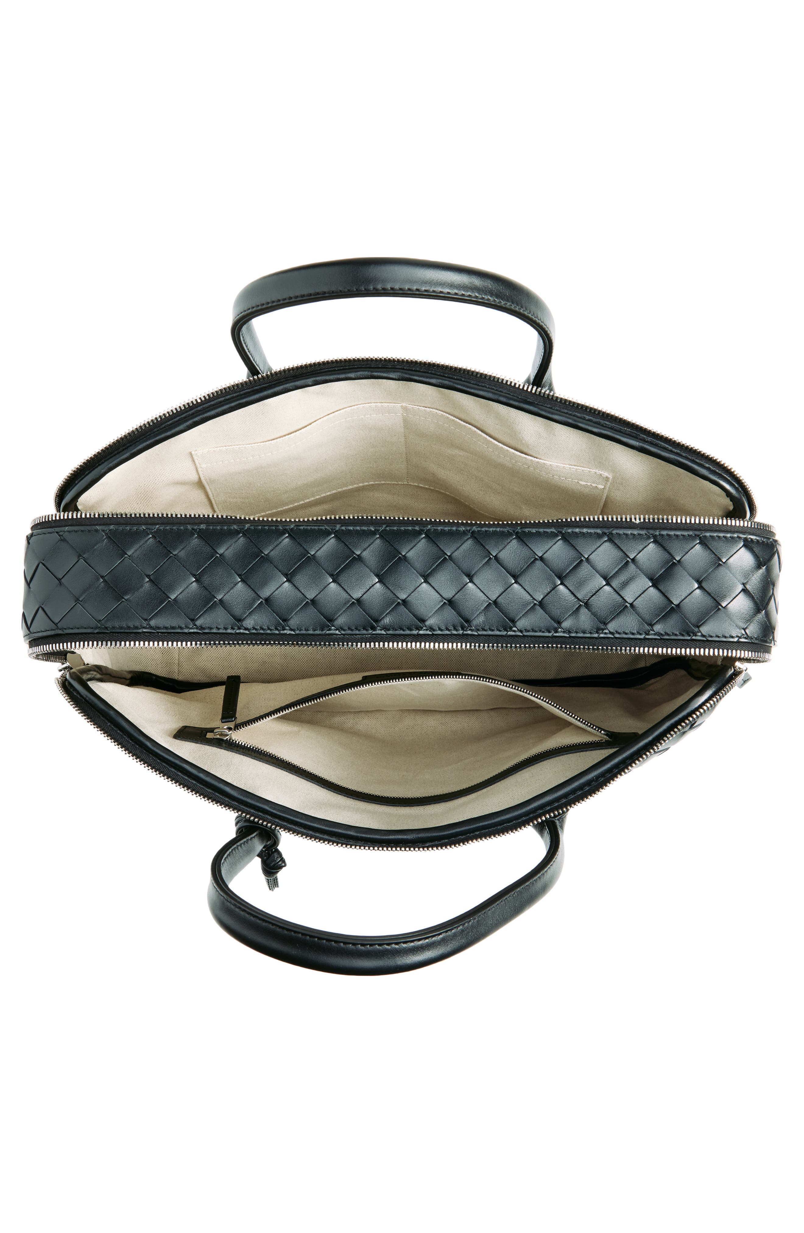 Bottega Veneta Large Getaway Intrecciato Leather Briefcase, Alternate, color, 8803 Black/ Silver