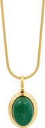 SAVVY CIE JEWELS Aventurine Oval Pendant Necklace