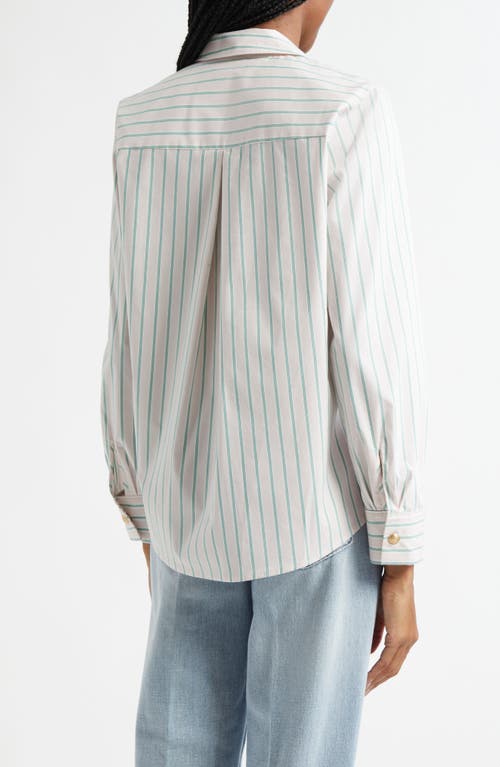 L Agence L'agence Ellery Stripe Cotton Blend Button-up Shirt In Pink