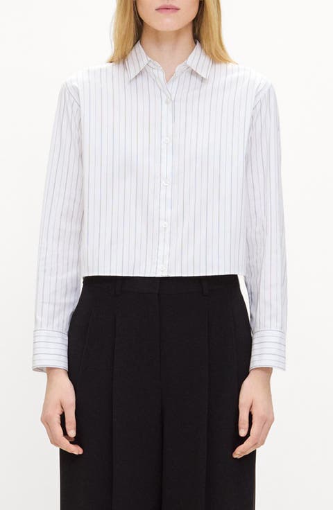 Side Tab Crop Button-Up Shirt