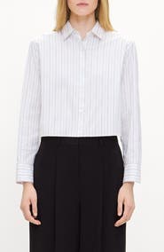 Theory Side Tab Crop Button-Up Shirt
