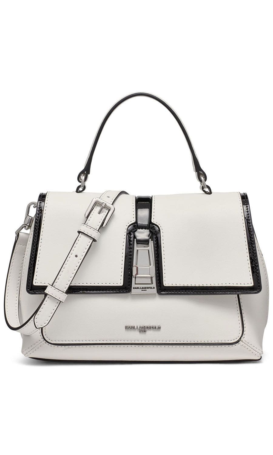 KARL LAGERFELD PARIS Mercerie Satchel, Main, color, White/Black 1