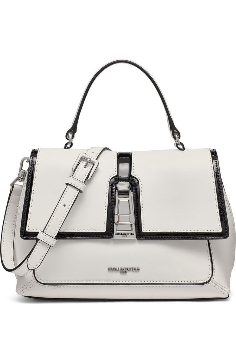 KARL LAGERFELD PARIS Mercerie Satchel, Main, color, White/Black 1