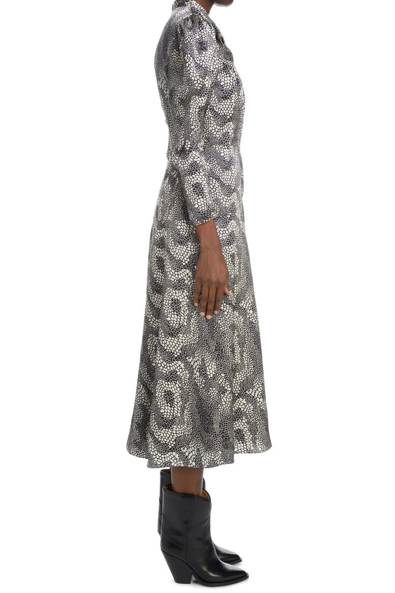 Vilma Print Twist Puff Sleeve Dress, Alternate, color, BLACK 01BK