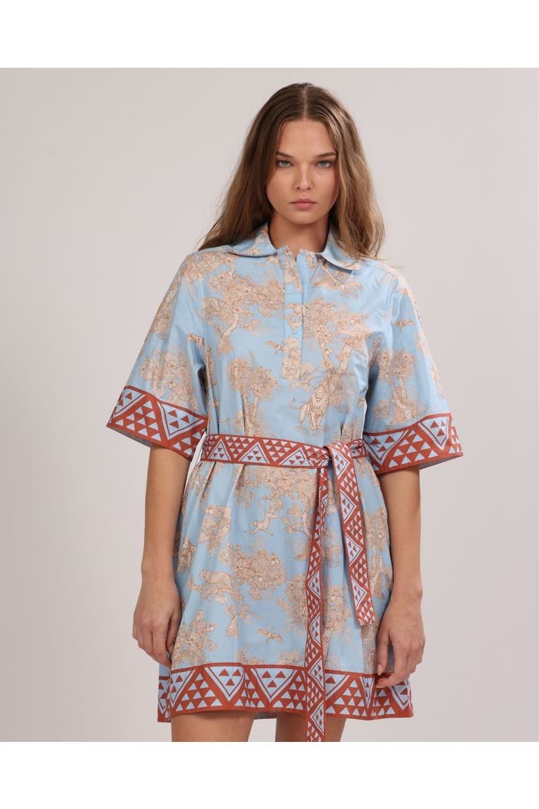 Poplin Short Dress Africa, Alternate, color, Light Blue