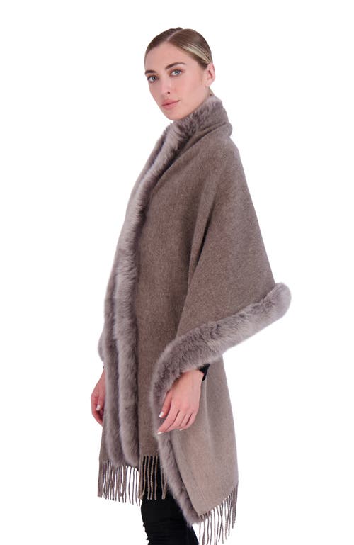 Gorski Select Double Face Wool/cashmere Stole With Lamb Trim In Brown