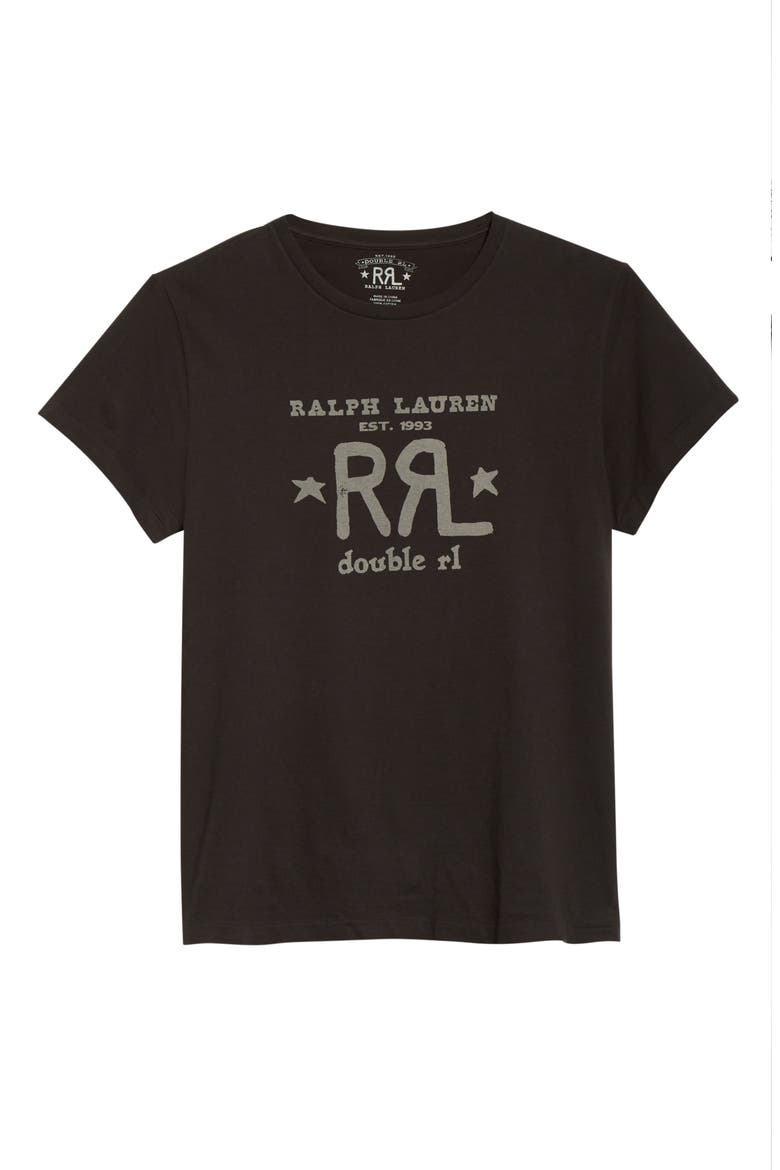 RRL Logo Graphic Tee, Alternate, color, FADED BLACK