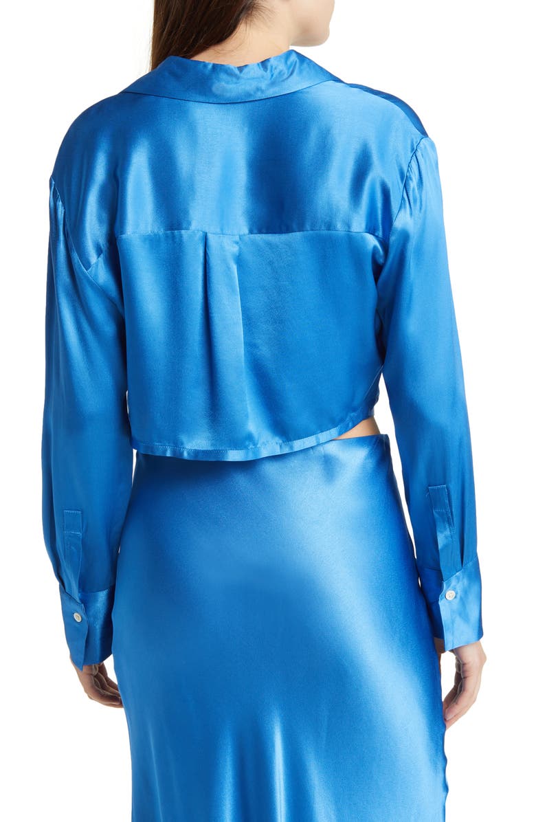 Rails Tiana Tie Waist Crop Satin Blouse, Alternate, color, 