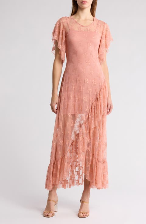 Flutter Sleeve Maxi Lace Dress