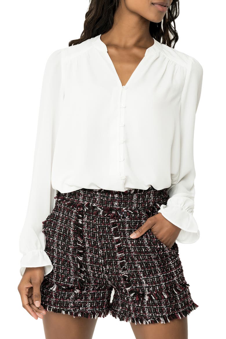 Berry Bouclé Fringe Shorts, Alternate, color, BERRY BLACK