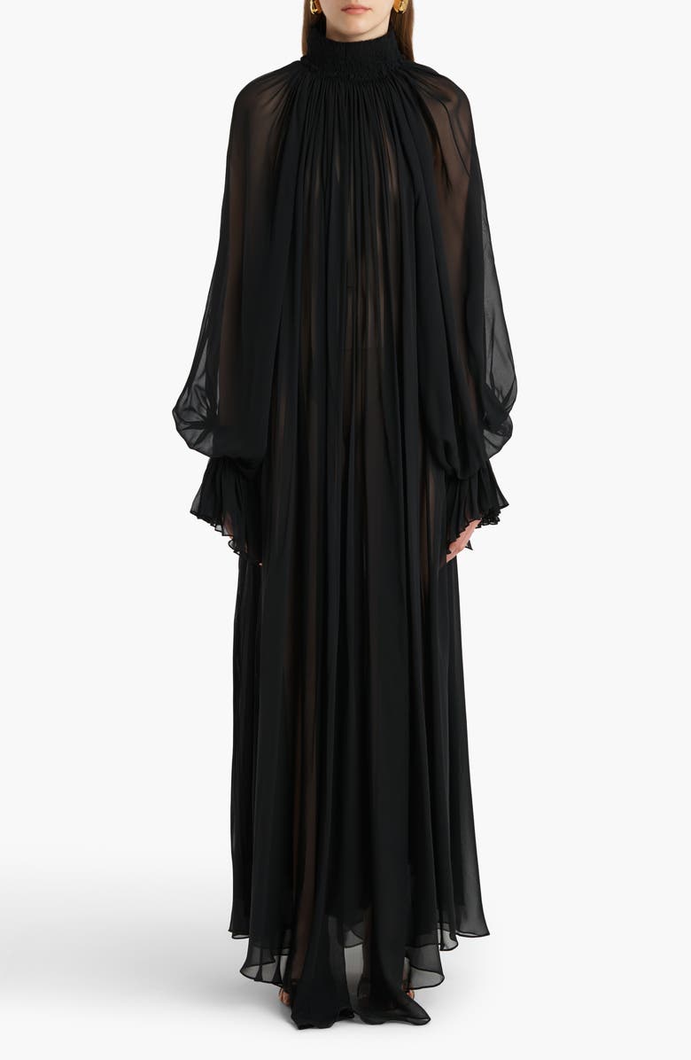 Khaite Edgar Long Sleeve Silk Chiffon Dress, Alternate, color,