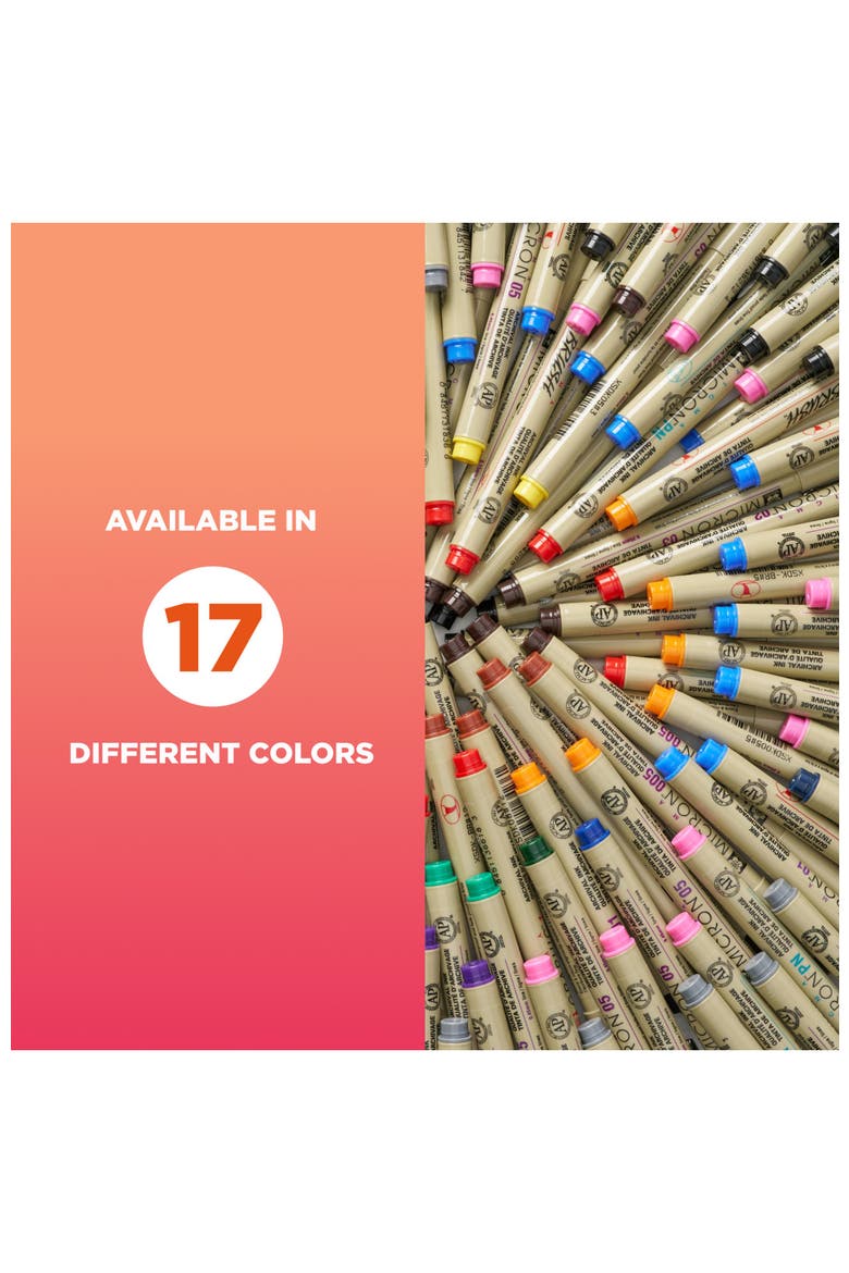 Pigma Micron Fineliner Pens, Black, Assorted Points, 10 Pack, Alternate, color, Blue