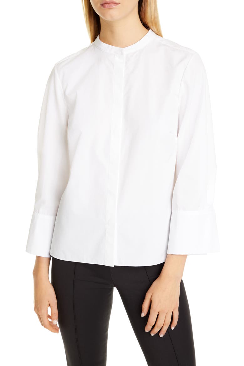 Bell Poplin Blouse, Main, color, WHITE
