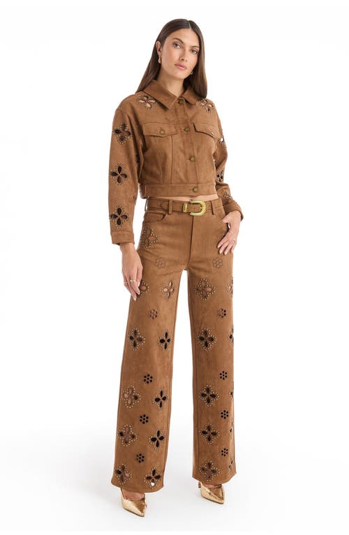 The Noli Shop Kaia Suede High Rise Jean Petite In Brown
