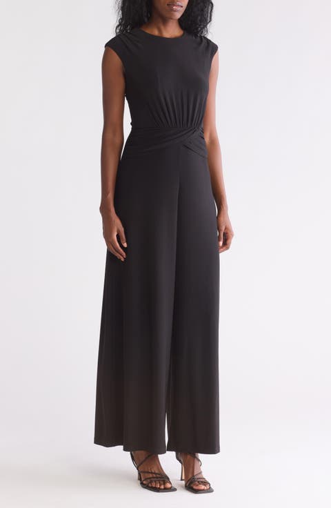 Shirred Ruched Wide Leg Jumpsuit