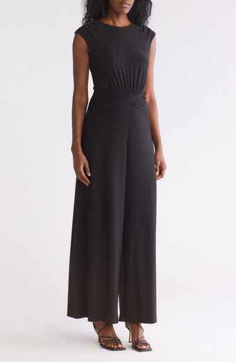 Shirred Ruched Wide Leg Jumpsuit
