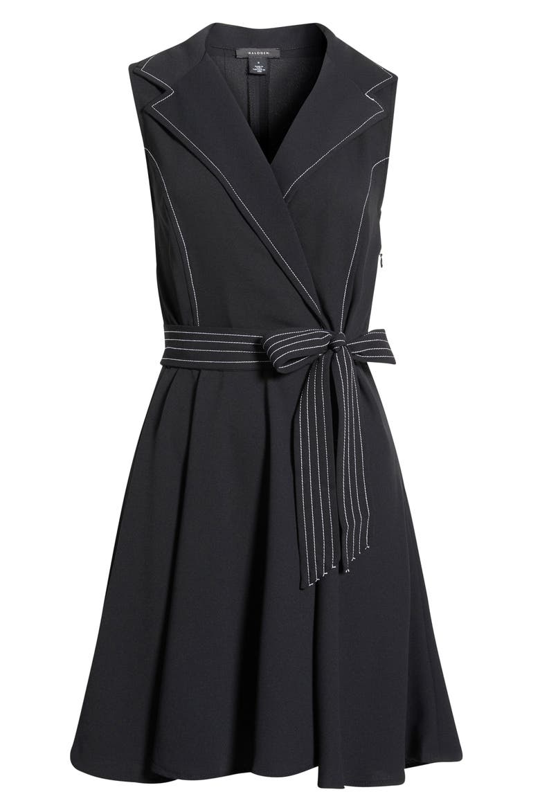 Topstitch Detail Sleeveless Dress, Alternate, color, RICH BLACK