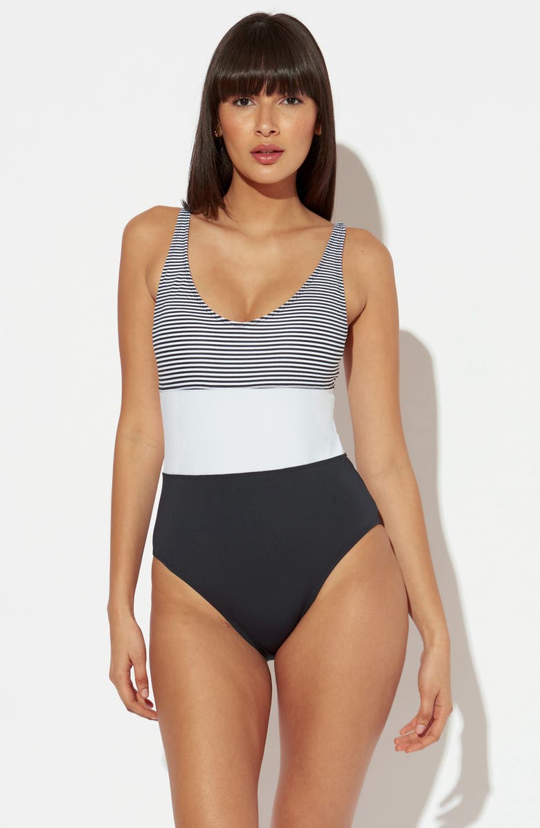 BLEU by Rod Beattie Inside the Lines One-Piece Swimsuit, Alternate, color, 