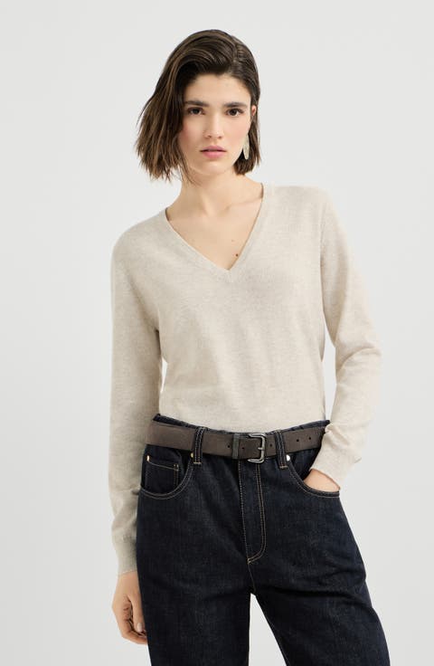 Cashmere sweater with monili