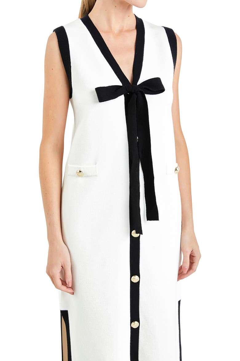 Sleeveless Sweater Dress, Alternate, color, CREAM/ BLACK