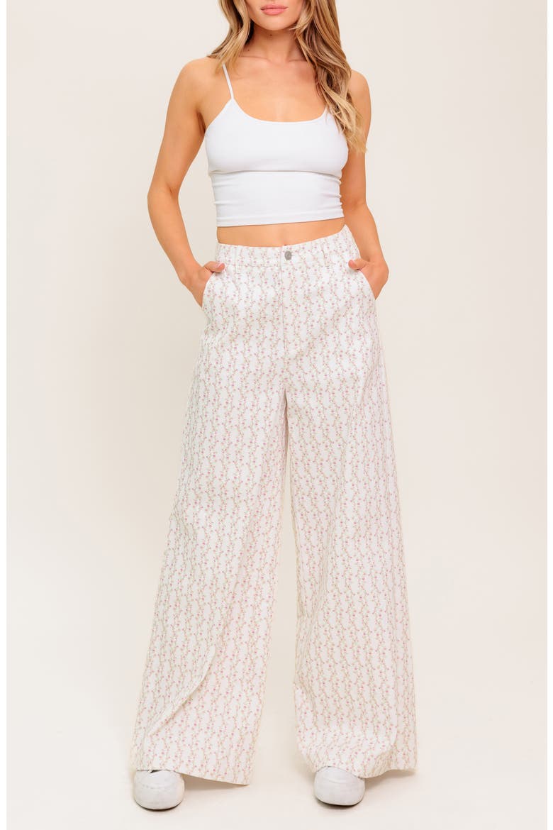 Floral Wide Leg Pants, Alternate, color, IVORY