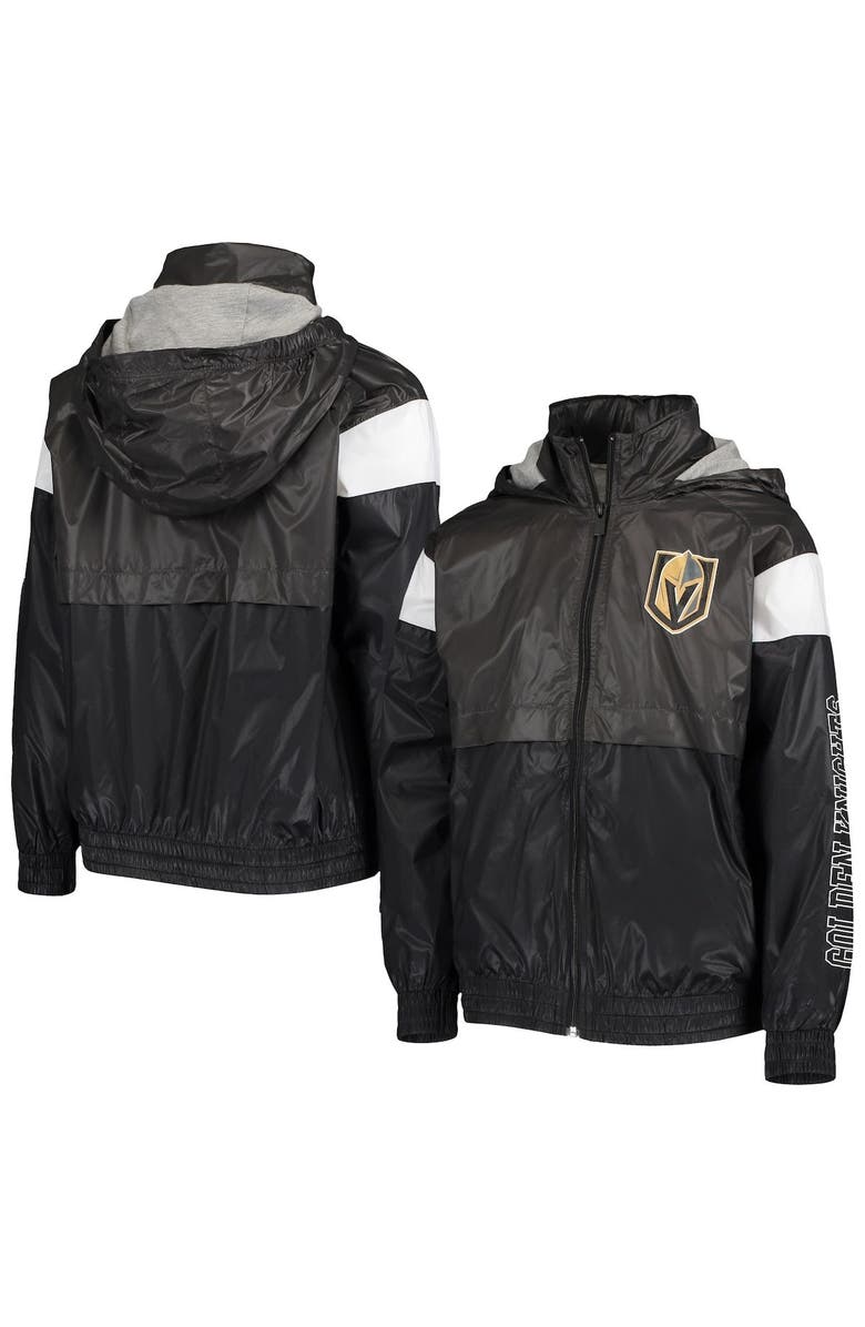 Outerstuff Youth Charcoal/Black Vegas Golden Knights Goal Line Full-Zip Hoodie Windbreaker Jacket, Main, color,