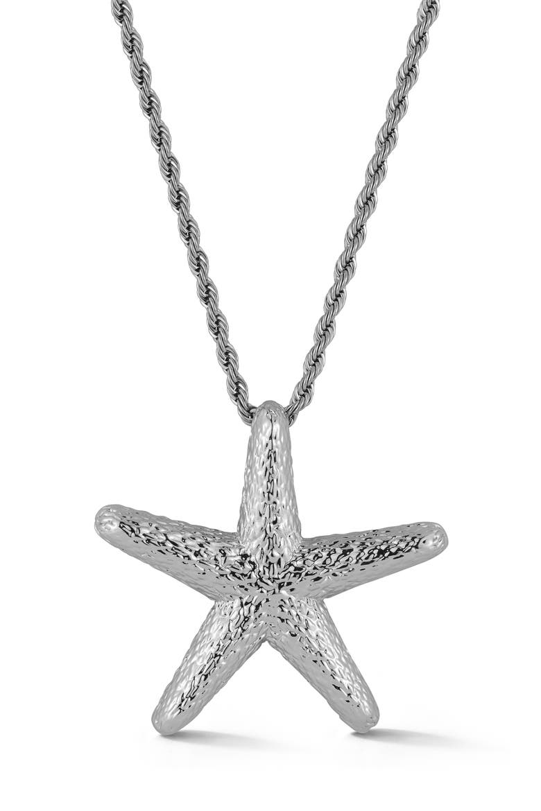 Starfish Pendant Necklace, Main, color, SILVER