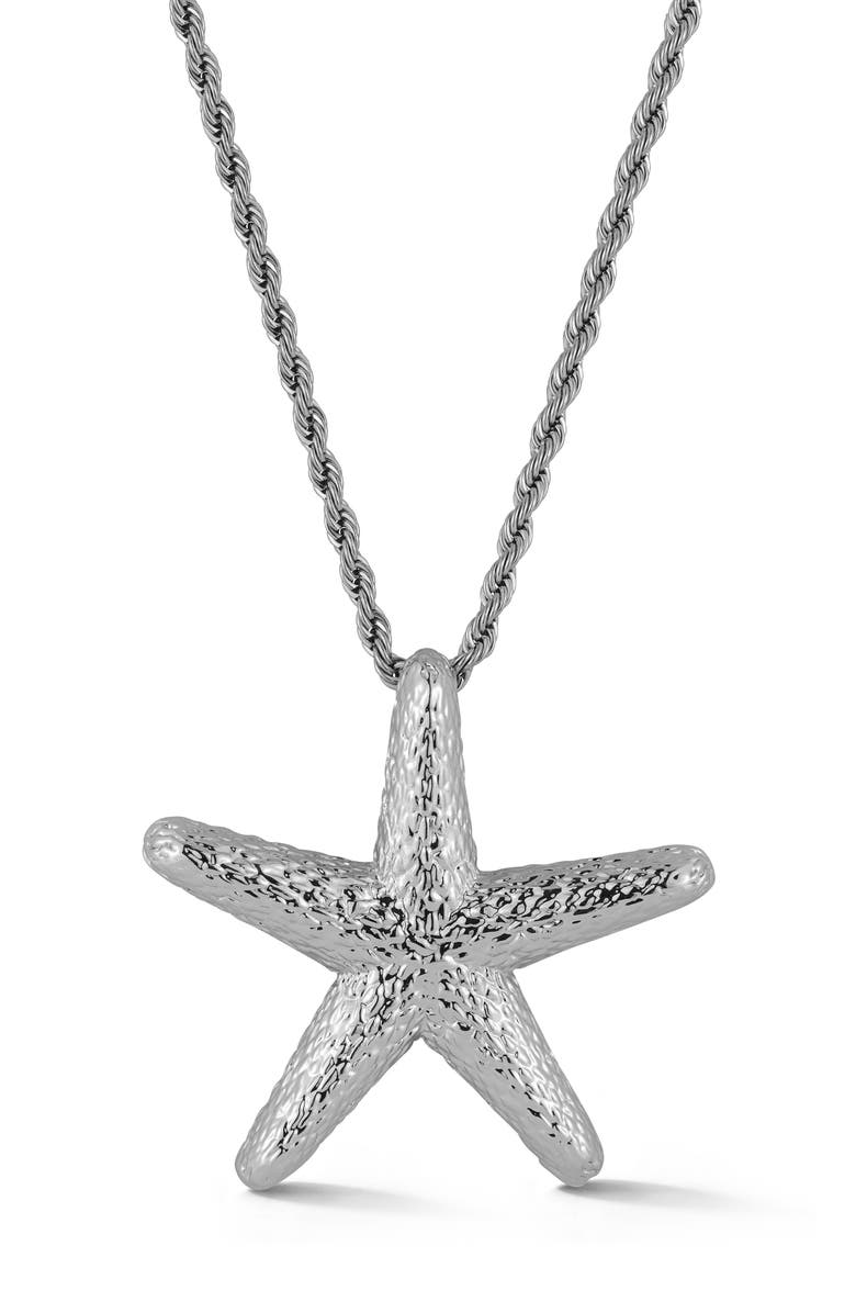 GLAZE JEWELRY Starfish Pendant Necklace, Main, color, Silver