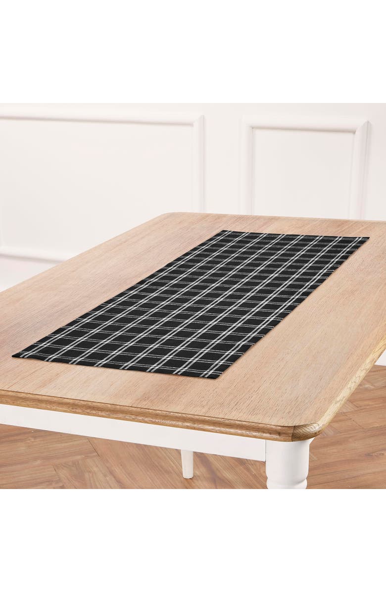 Solino Home Linen Table Runner - Marseille Plaid, Alternate, color, Black
