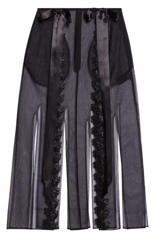 Simone Rocha Ribbon Daisy Chain Multi Slit Midi Skirt In Black