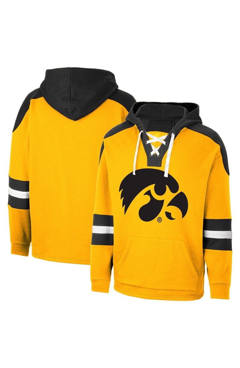 COLOSSEUM Men's Colosseum Gold Iowa Hawkeyes Lace-Up 4.0 Pullover Hoodie, Main, color, 