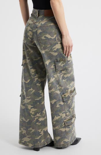 Camo Wide Leg Cargo Pants