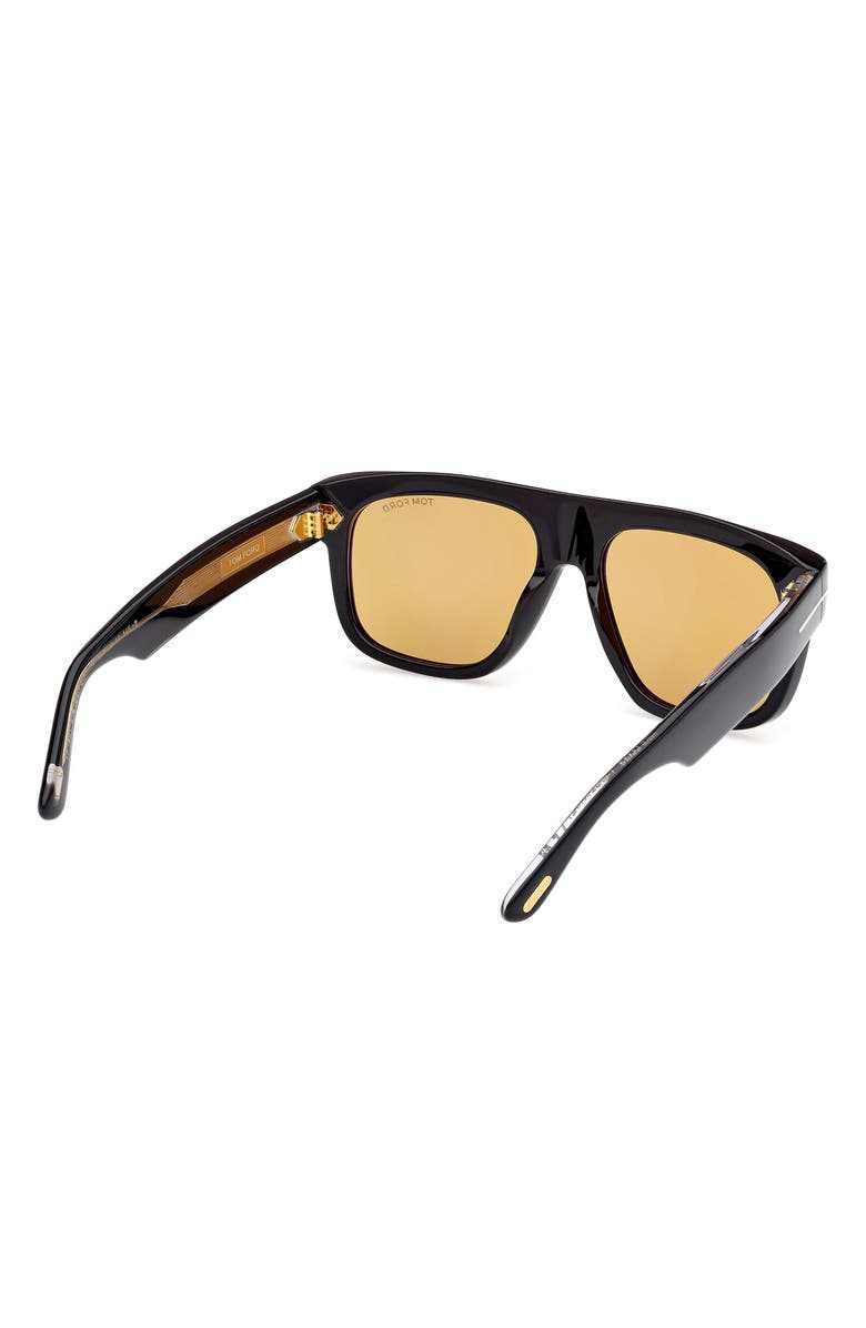 TOM FORD Icon 56mm Pilot Sunglasses, Alternate, color, Shiny Black / Brown