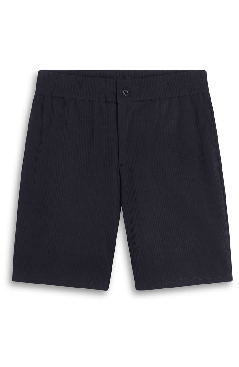 Bugatchi Seersucker Elastic Waist Shorts, Alternate, color, Black