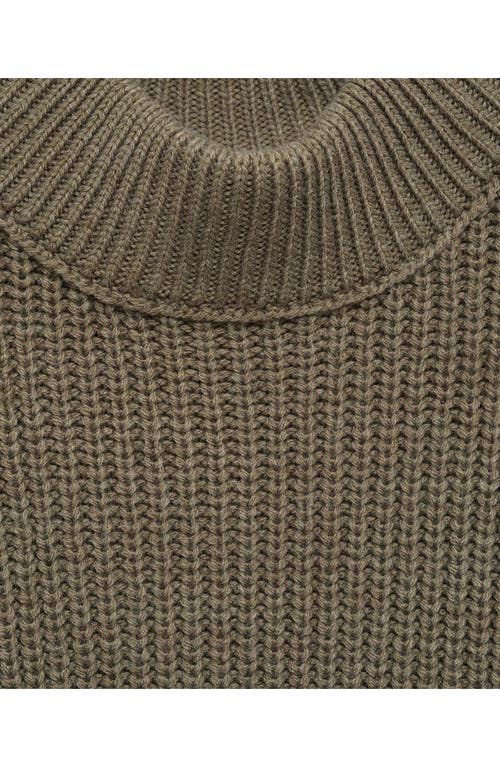 Shop Mango Button Detail Knit Sweater In Khaki Green