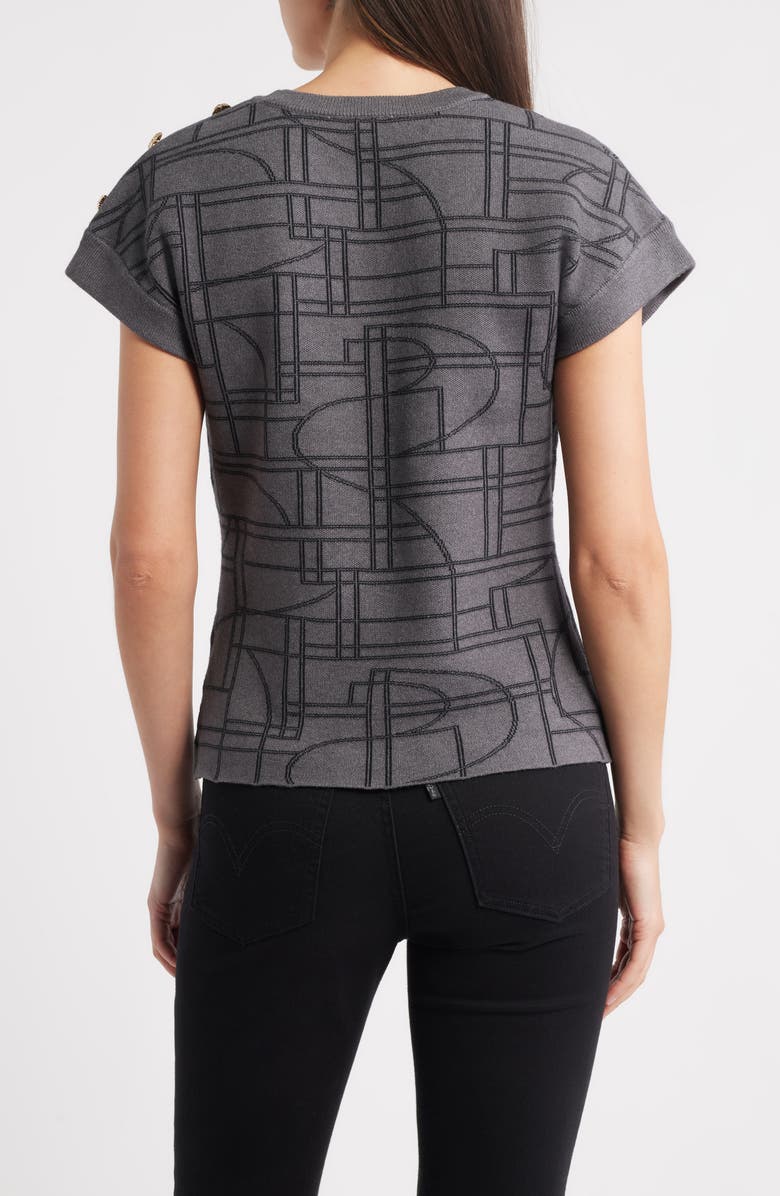 ZOE AND CLAIRE Cap Sleeve Jacquard Sweater, Alternate, color, 