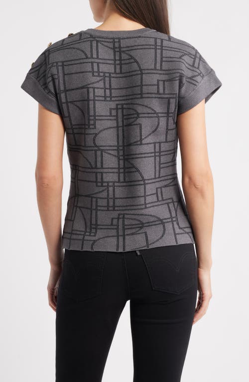 Zoe And Claire Cap Sleeve Jacquard Sweater In Gray