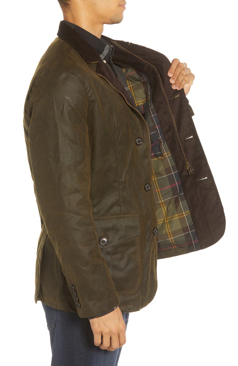 Barbour Lutz Water Resistant Waxed Cotton Jacket, Alternate, color, 
