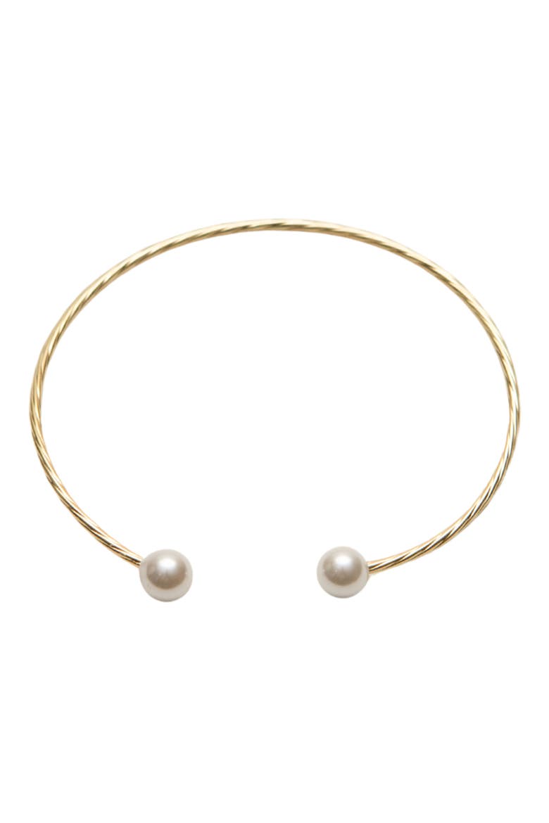 Faux Pearl Flexible Cuff Bracelet, Main, color, GOLD