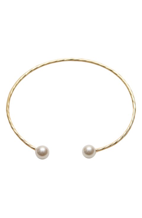 Faux Pearl Flexible Cuff Bracelet
