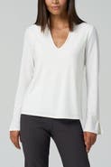 Franne Golde Luxe Stretch Long Sleeve V-Neck Top