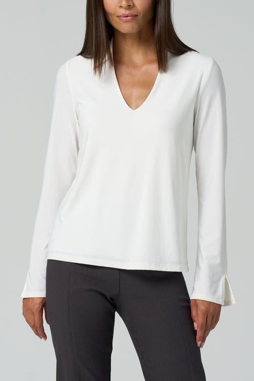 Franne Golde Luxe Stretch Long Sleeve V-neck Top