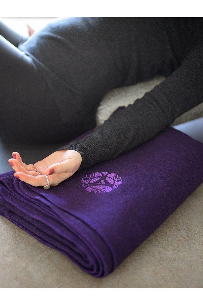 Deluxe Wool Yoga Blanket, Alternate, color, Navy
