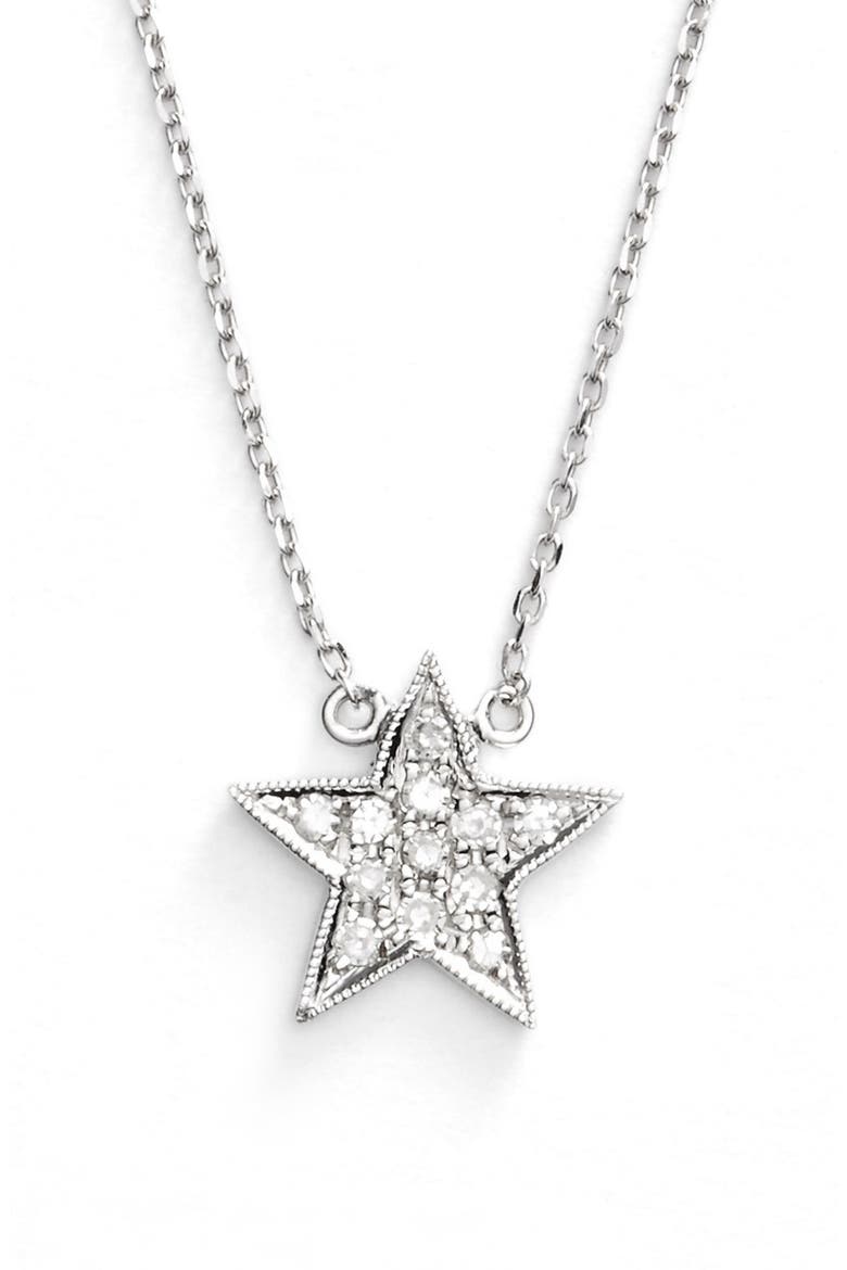 'Julianne Himiko' Diamond Star Pendant Necklace, Main, color, WHITE GOLD