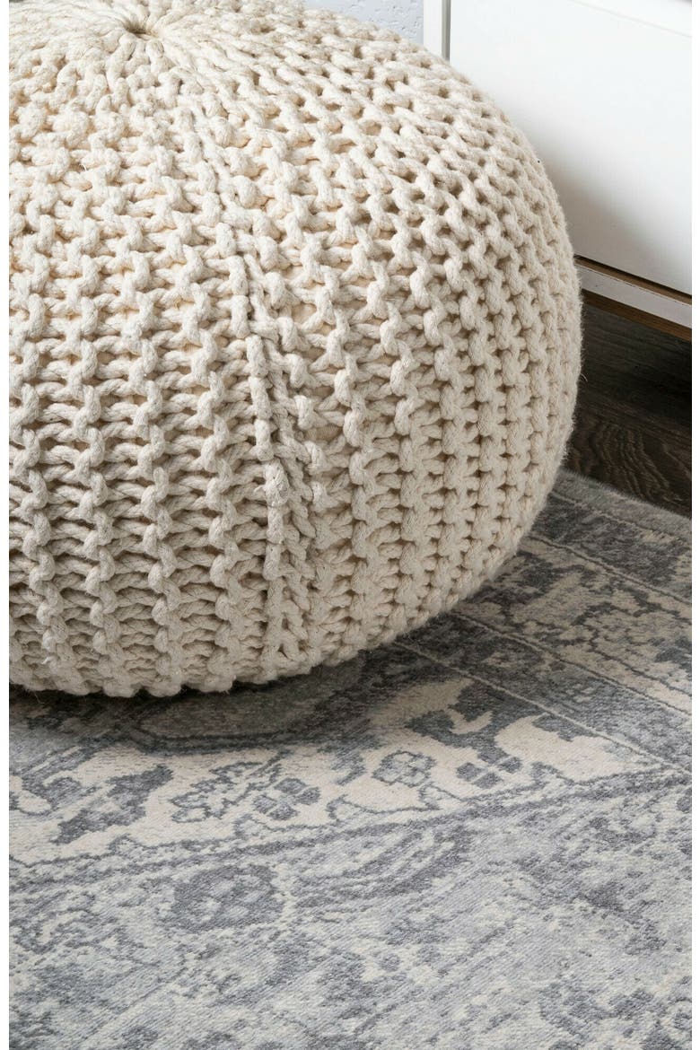 Modern Persian Vintage Medallion Area Rug, Alternate, color, Light Gray/Ivory