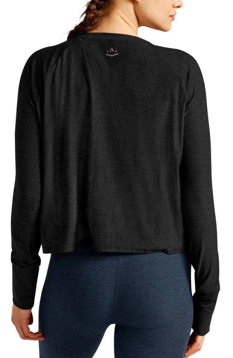 Beyond Yoga Featherweight Long Sleeve T-Shirt, Alternate, color, Darkest Night