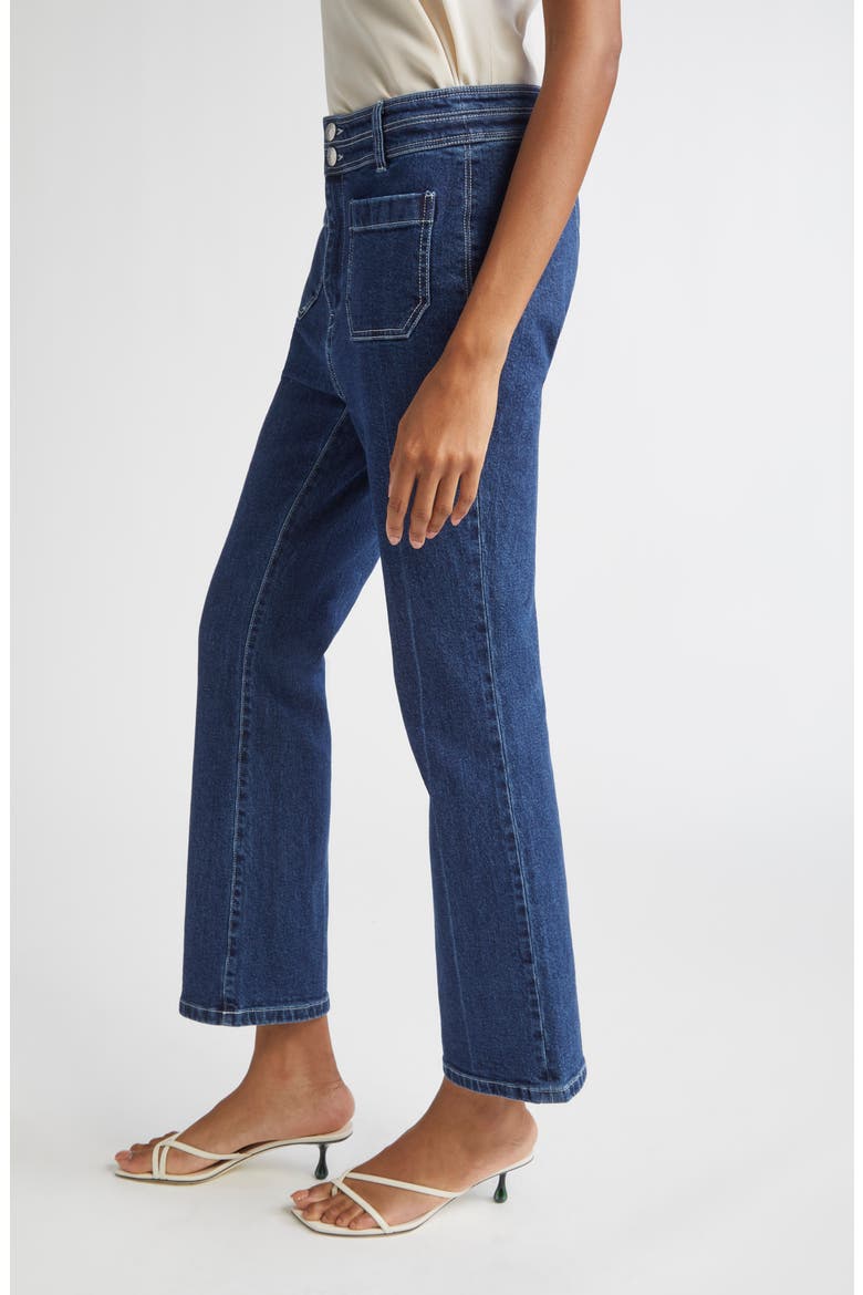 Dorothea Contrast Crease Wide Leg Ankle Jeans, Alternate, color, OCEANE/ IVORY