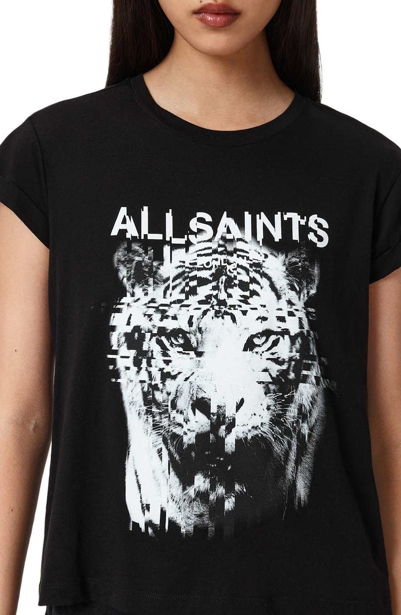 AllSaints Static Anna Cotton Graphic T-Shirt, Alternate, color, Black