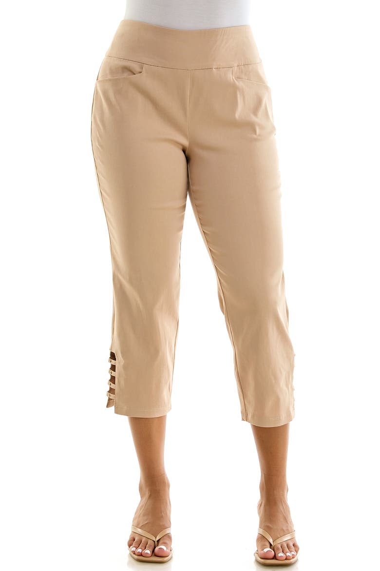 Millennium Pull On Crop Pants, Main, color, ALMOND